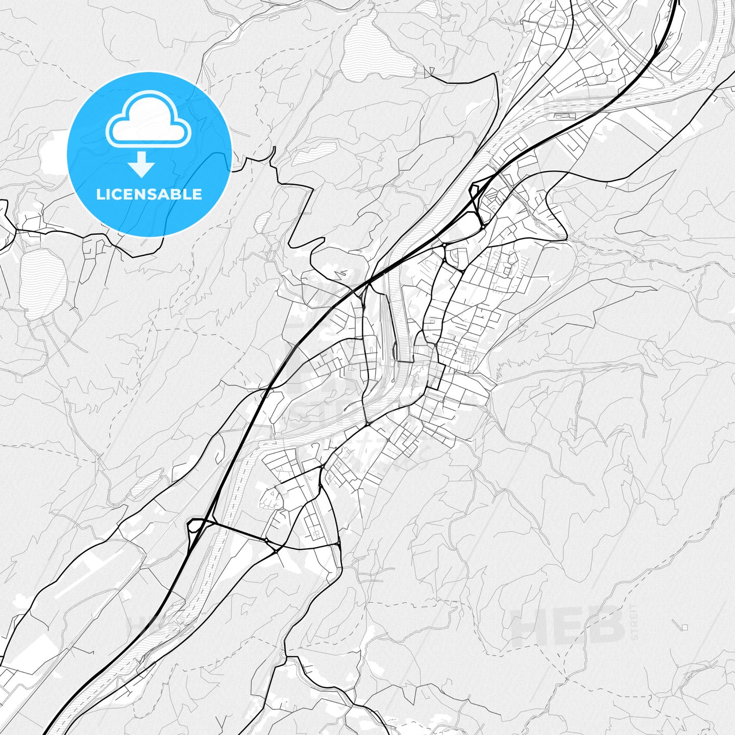 Vector PDF map of Kufstein, Austria