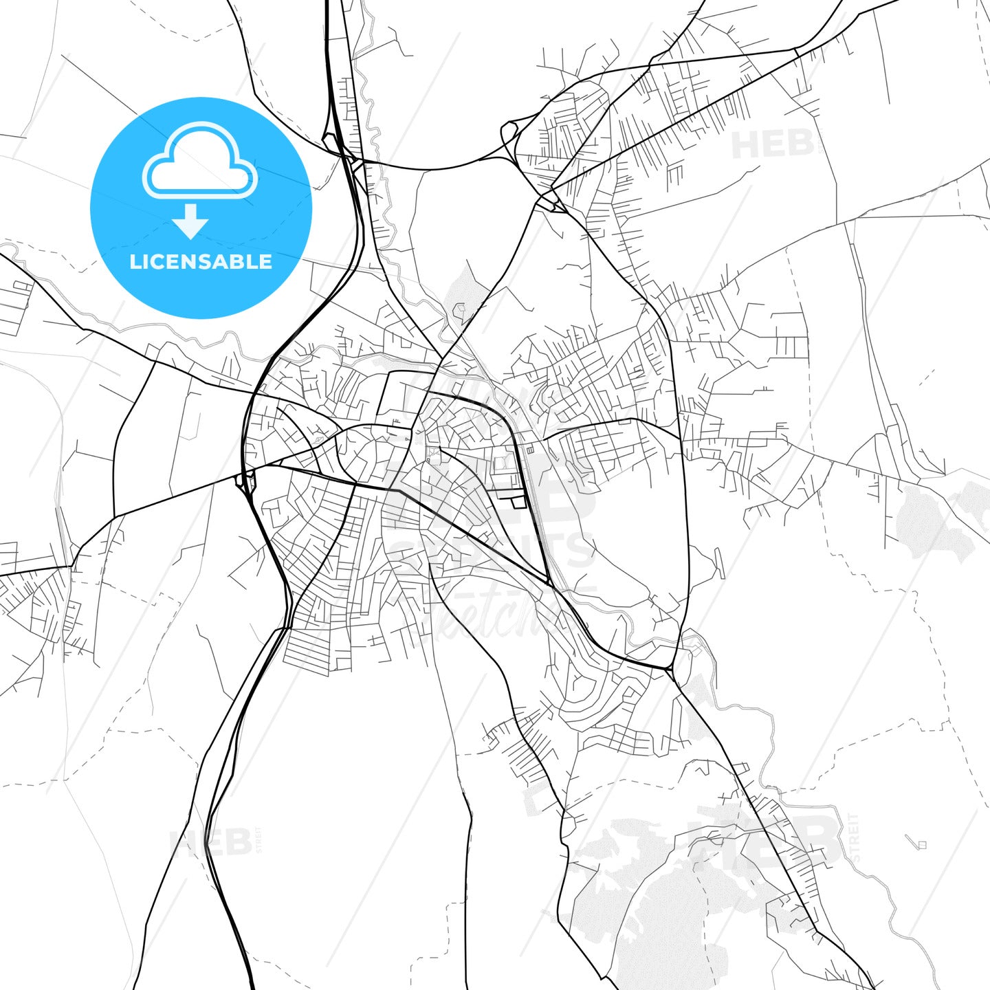 Vector PDF map of Kumanovo, North Macedonia