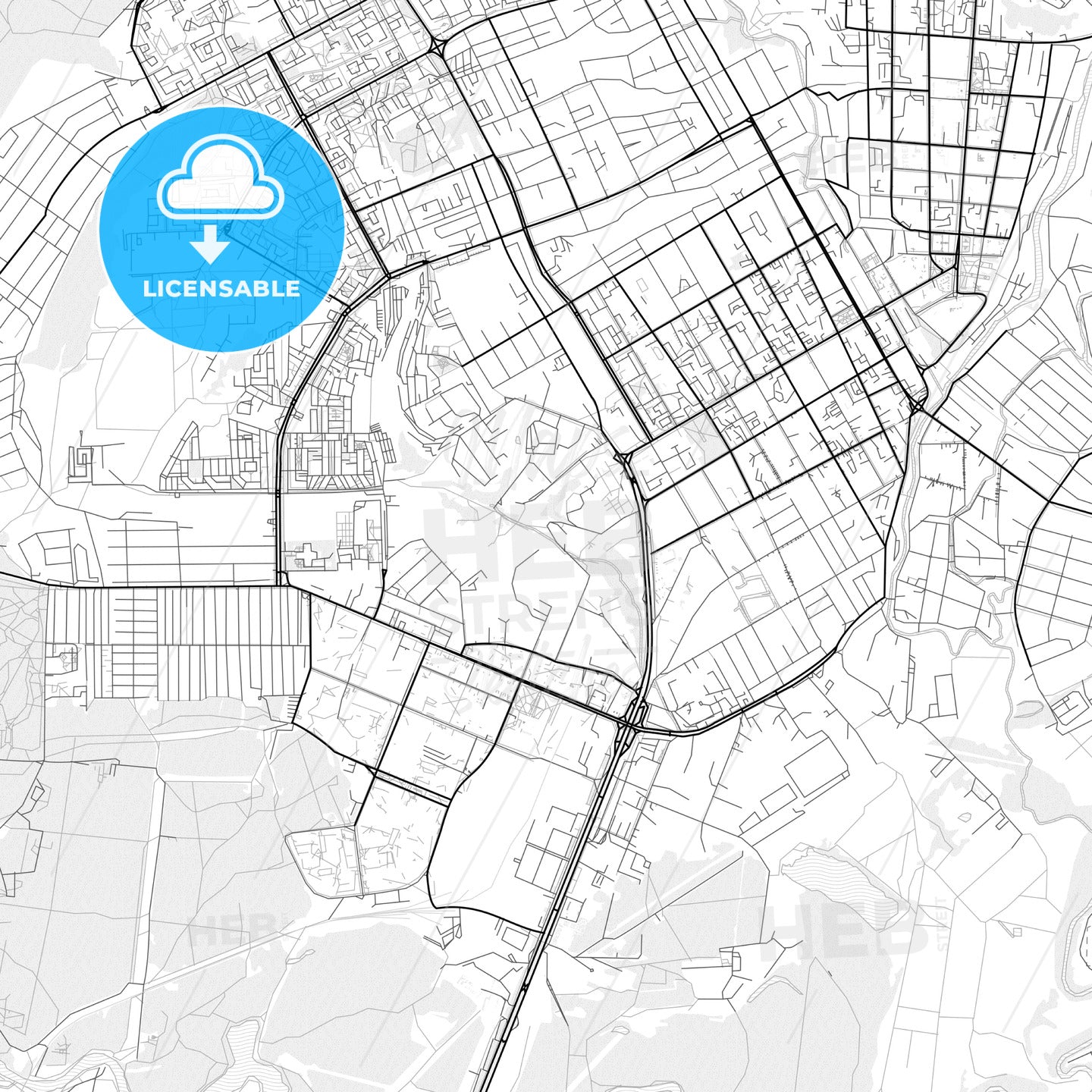 Vector PDF map of Kursk, Russia