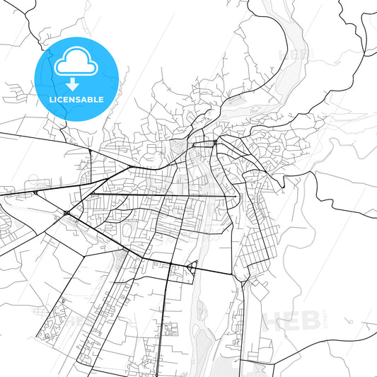 Vector PDF map of Kutaisi, Georgia