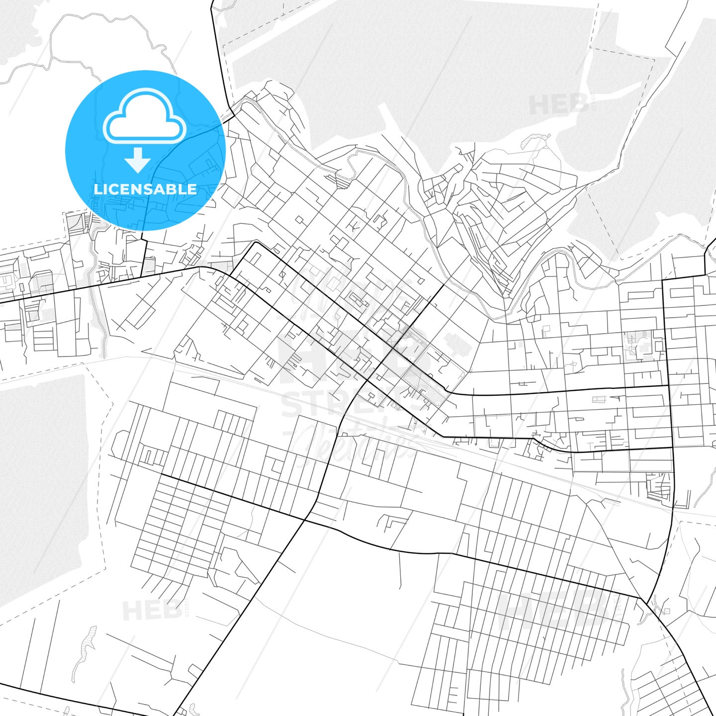 Vector PDF map of Kuznetsk, Russia