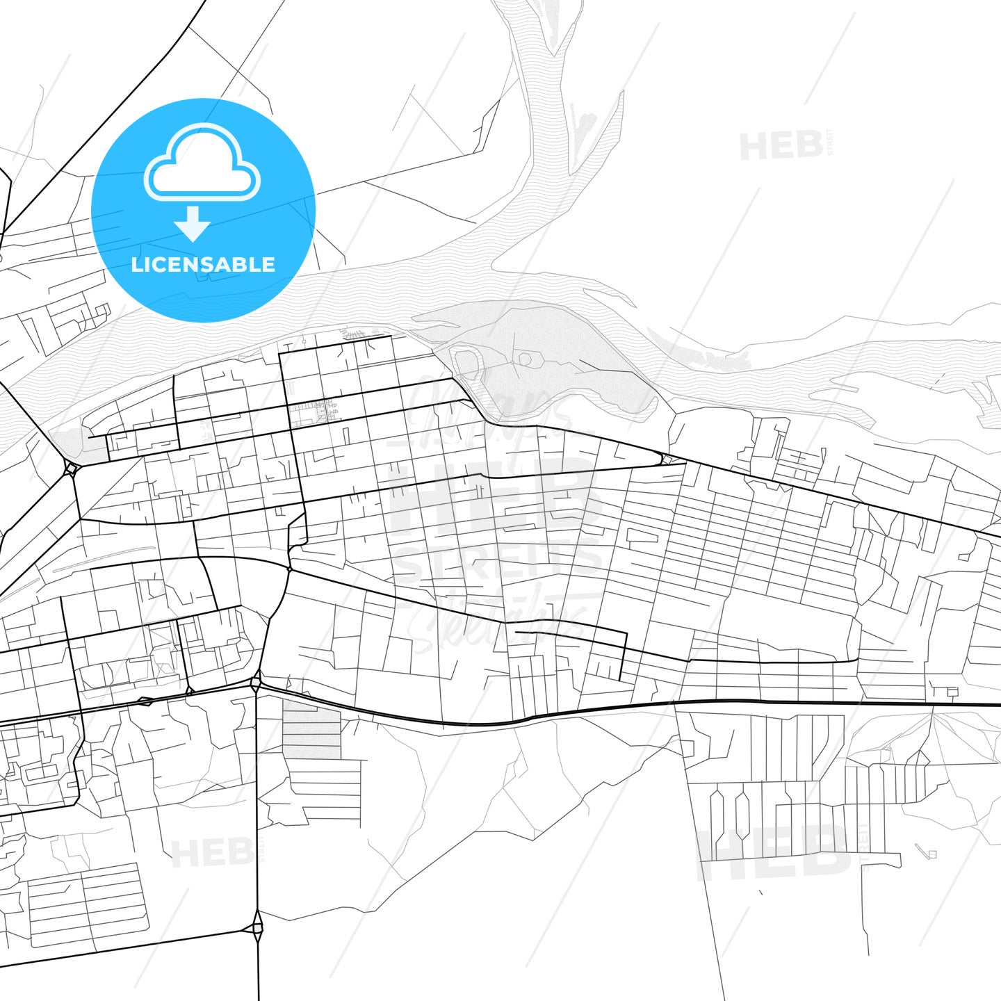 Vector PDF map of Kyzyl, Russia