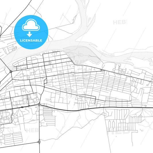 Vector PDF map of Kyzyl, Russia