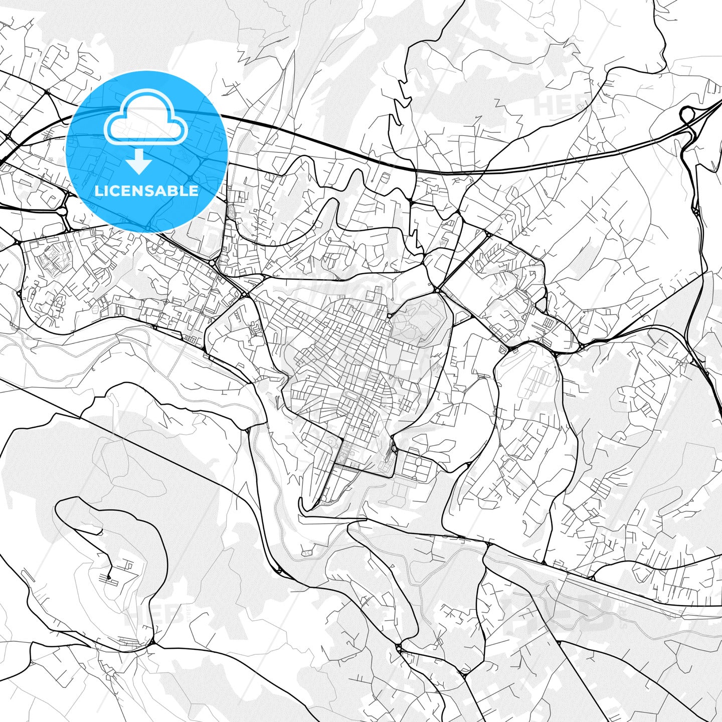 Vector PDF map of L Aquila, Italy