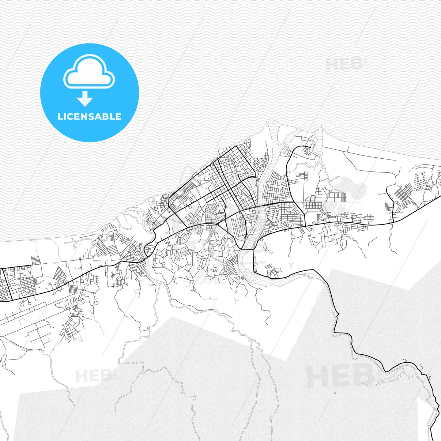 Vector PDF map of La Ceiba, Honduras
