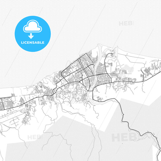 Vector PDF map of La Ceiba, Honduras