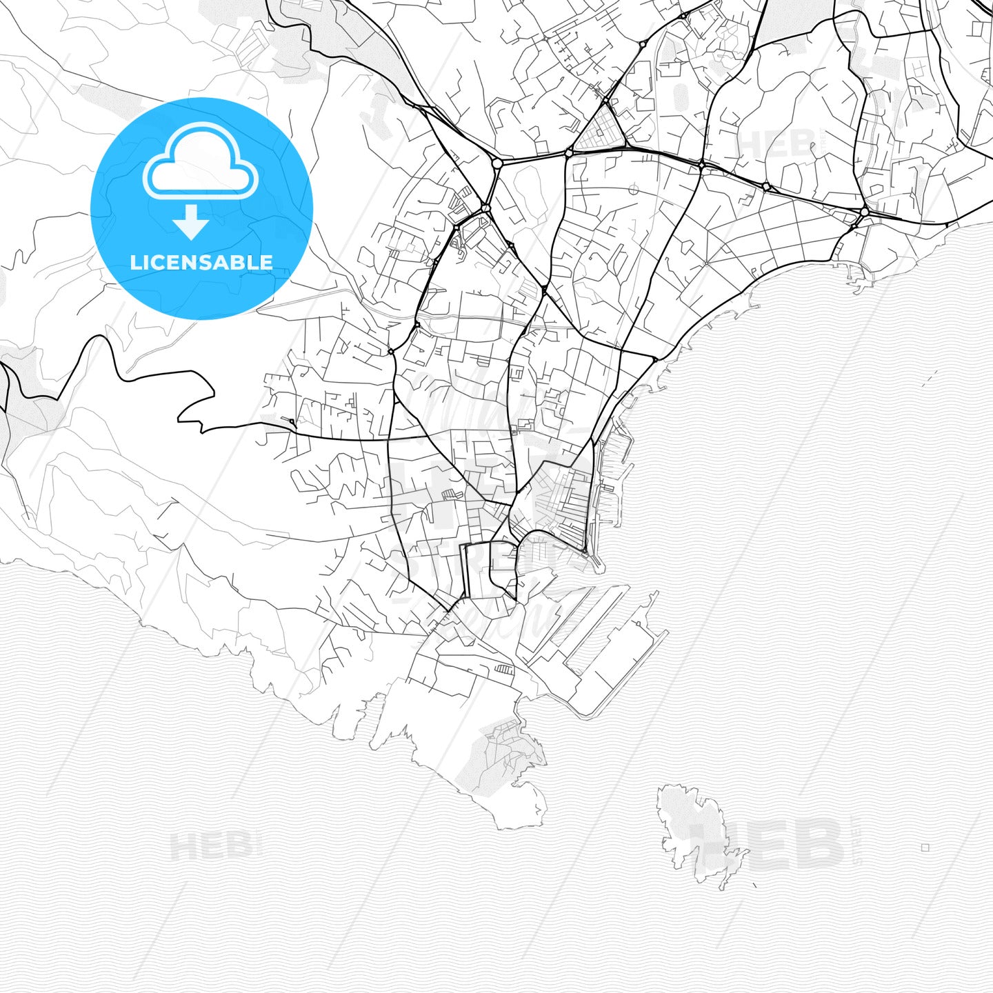 Vector PDF map of La Ciotat, France