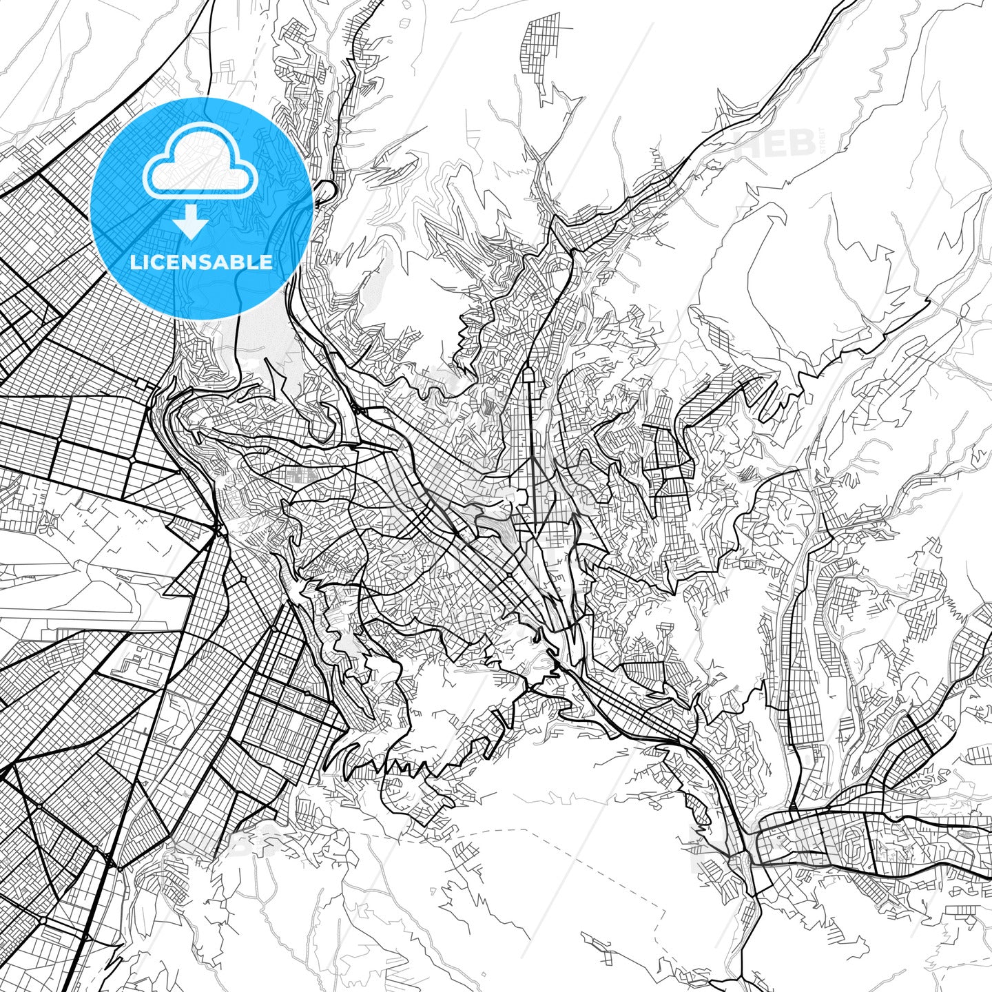 Vector PDF map of La Paz, Bolivia