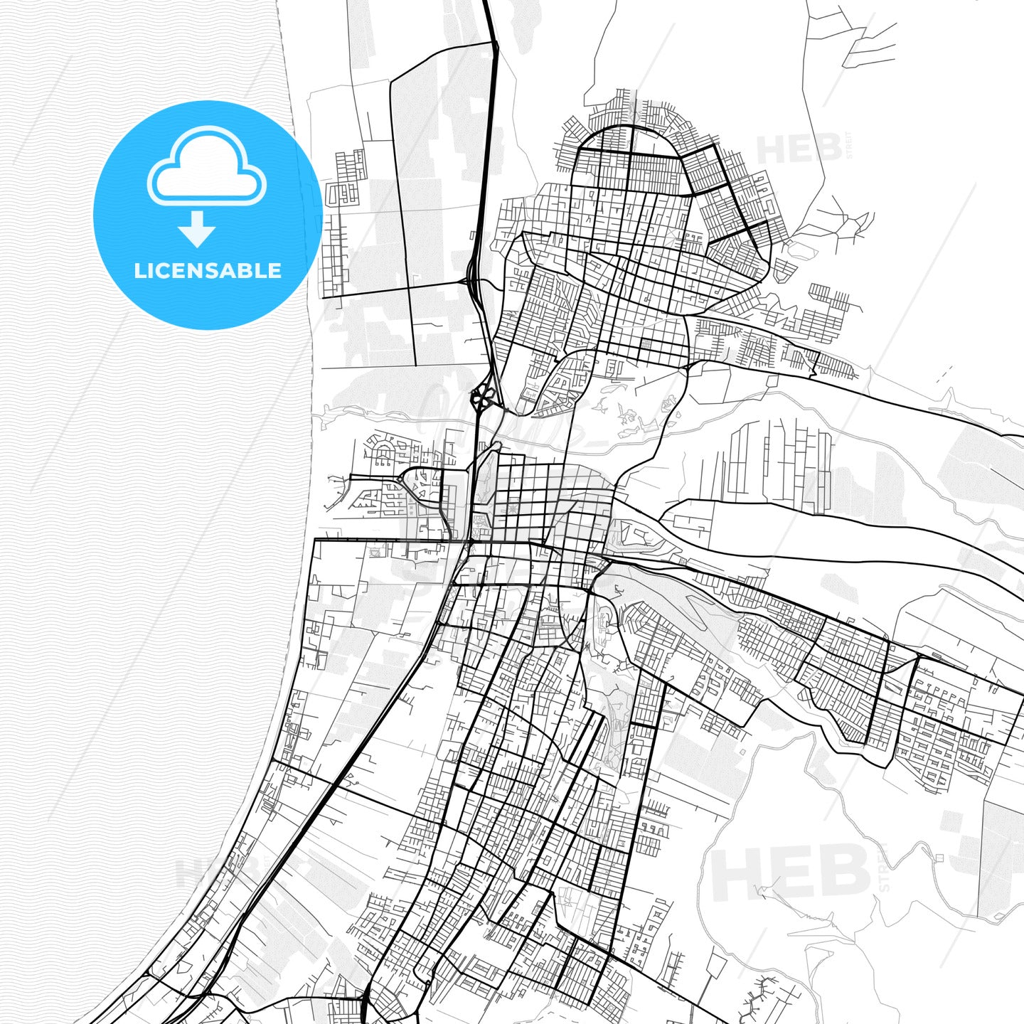 Vector PDF map of La Serena, Chile