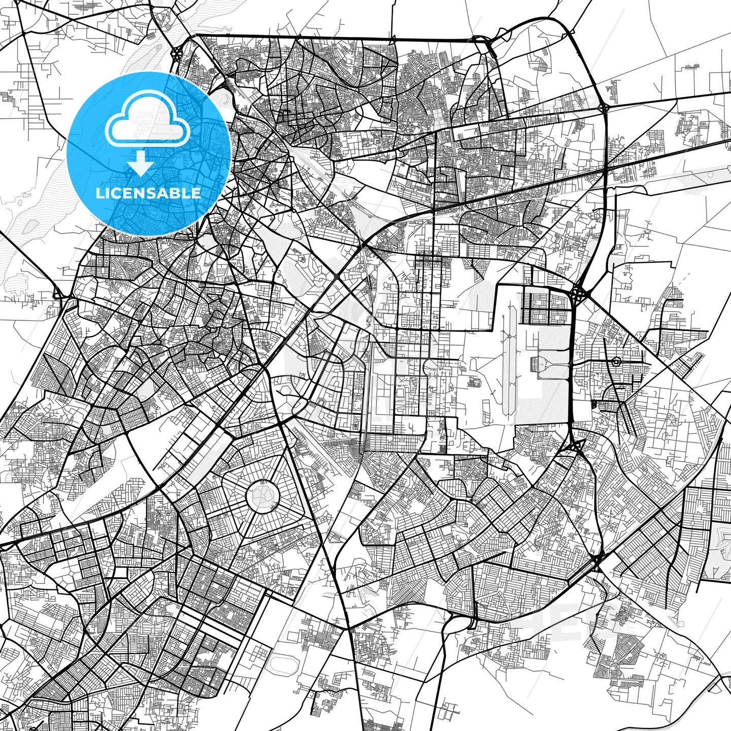 Vector PDF map of Lahore, Pakistan - HEBSTREITS