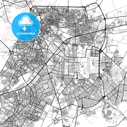 Vector PDF map of Lahore, Pakistan