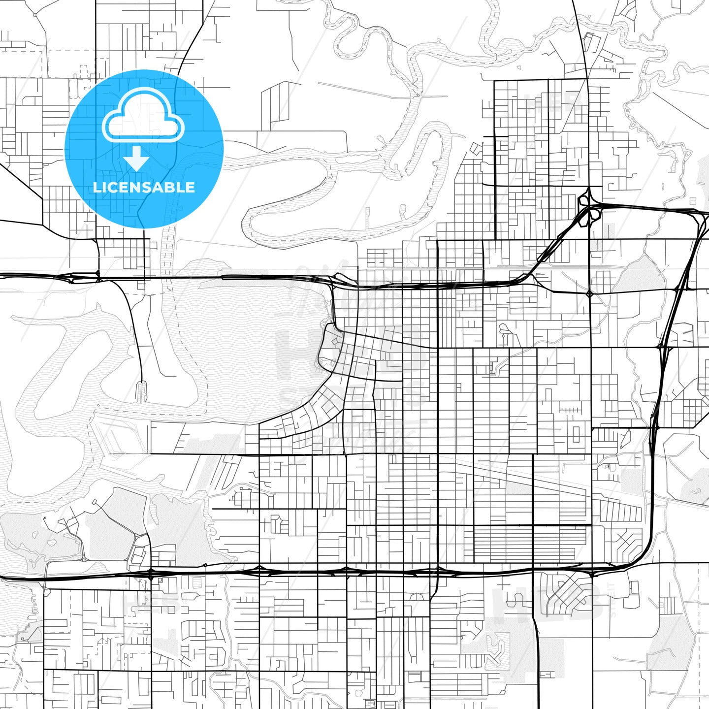 Vector PDF map of Lake Charles, Louisiana, United States