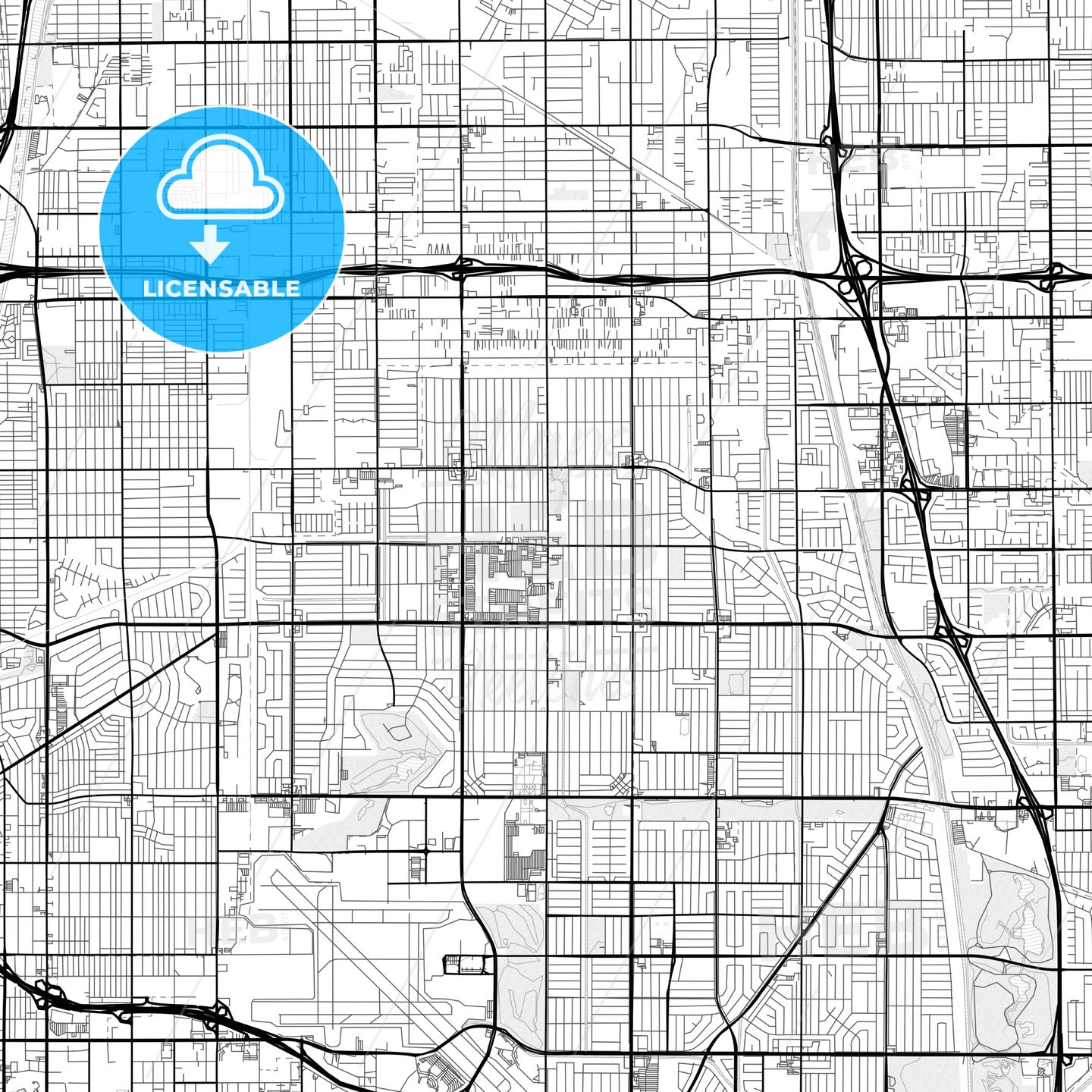 Vector PDF map of Lakewood, California, United States