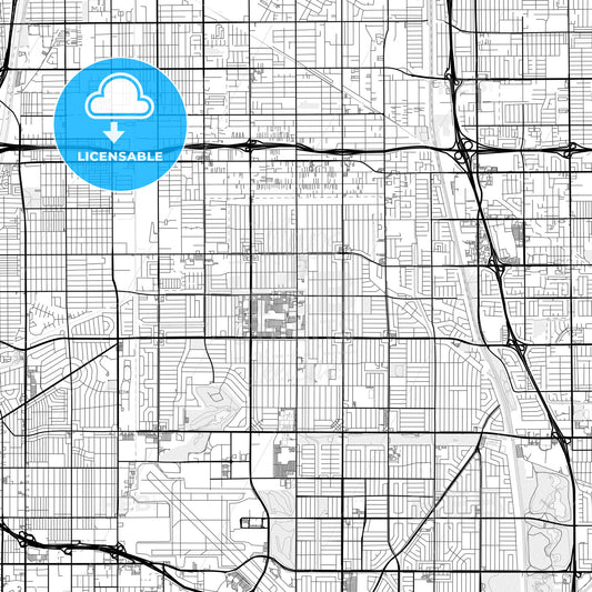 Vector PDF map of Lakewood, California, United States