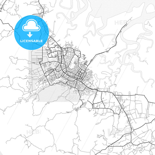 Vector PDF map of Langsa, Indonesia