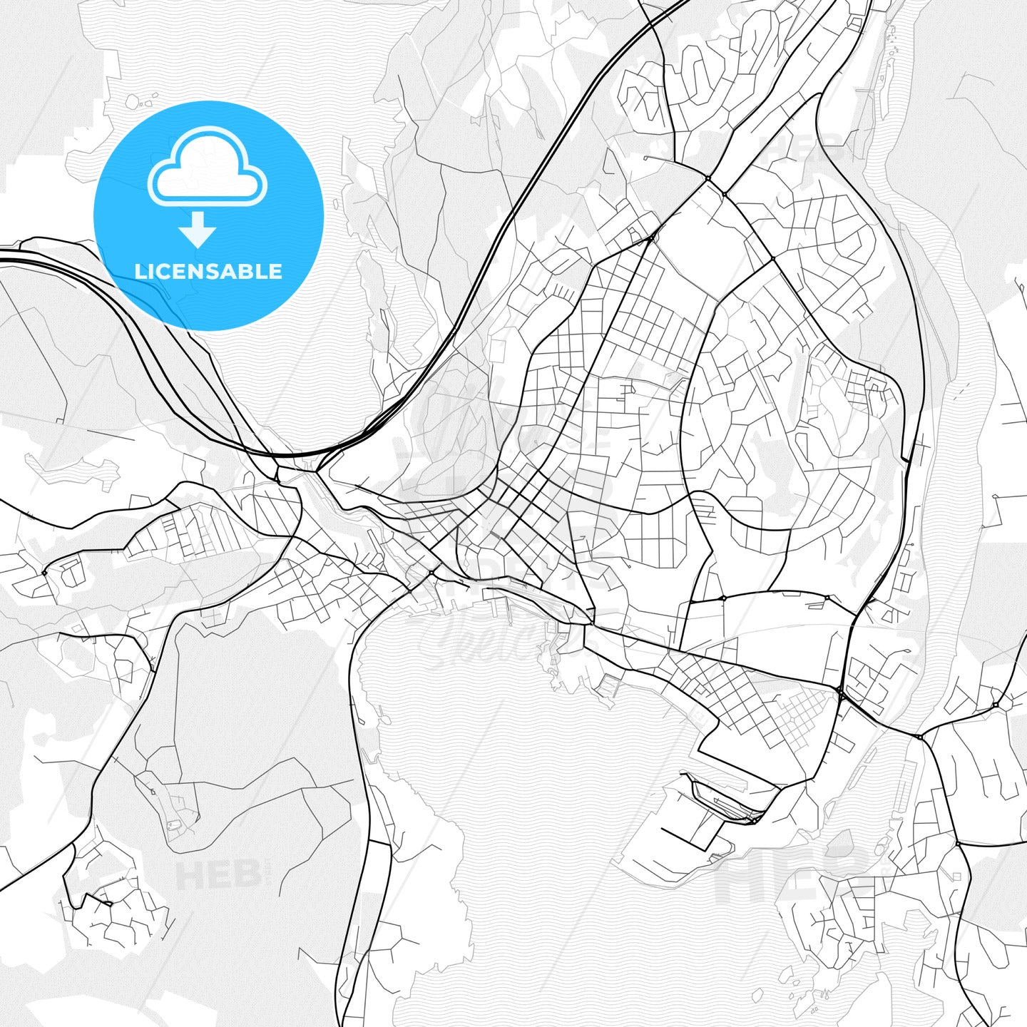 Vector PDF map of Larvik, Norway