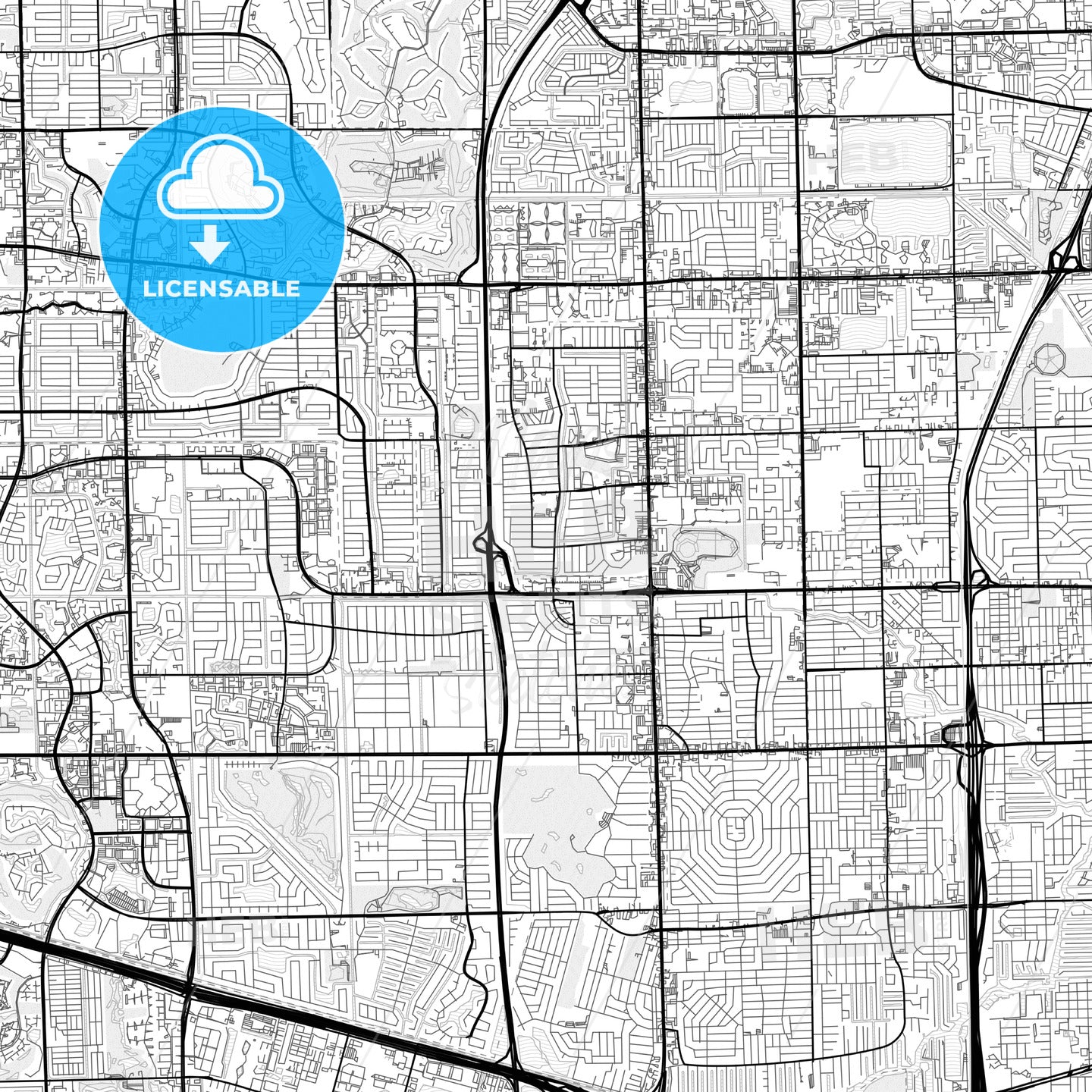 Vector PDF map of Lauderhill, Florida, United States