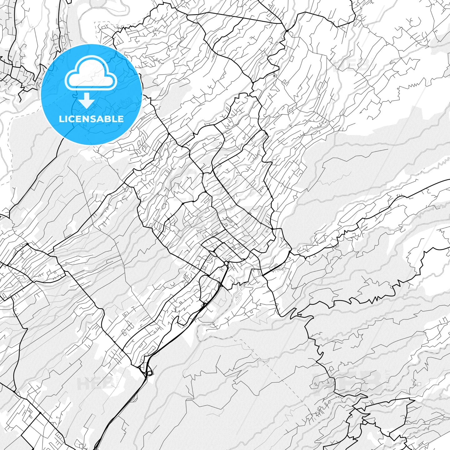 Vector PDF map of Le Tampon, France