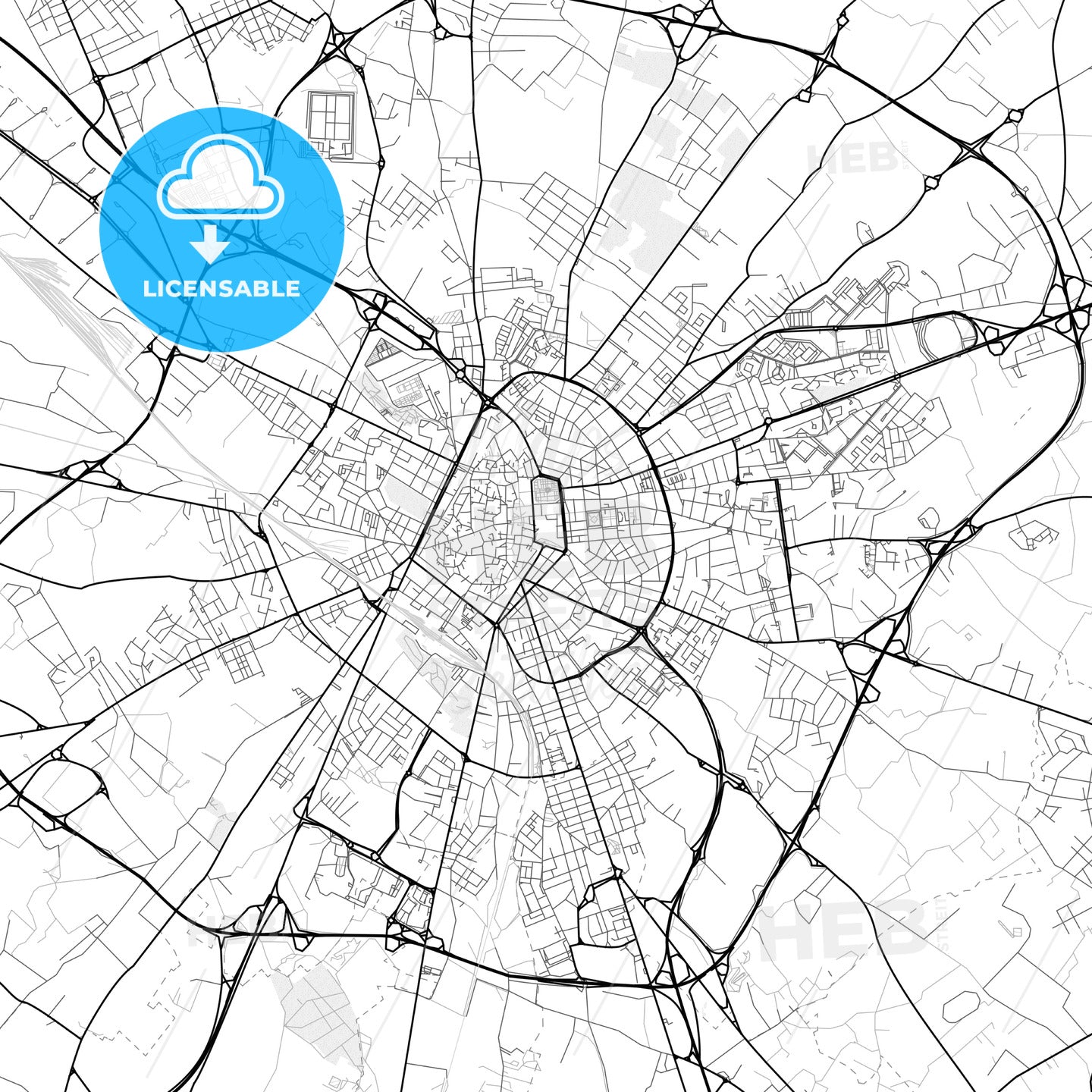 Vector PDF map of Lecce, Italy