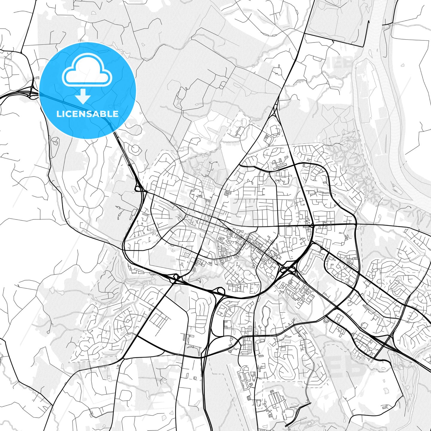 Vector PDF map of Leesburg, Virginia, United States