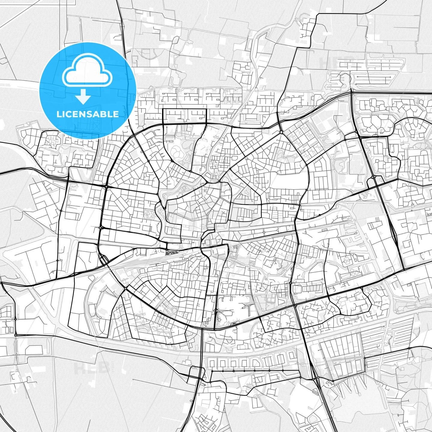 Vector PDF map of Leeuwarden, Netherlands
