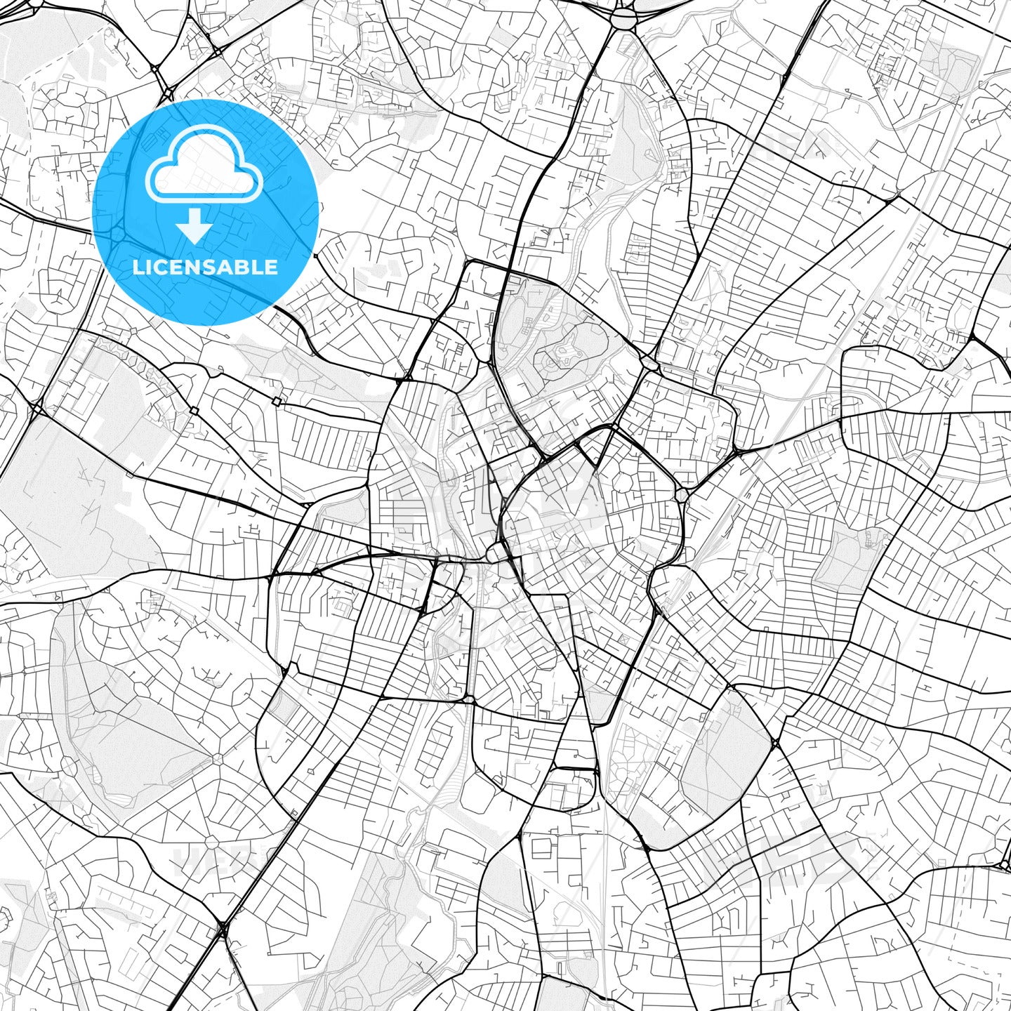 Vector PDF map of Leicester, England