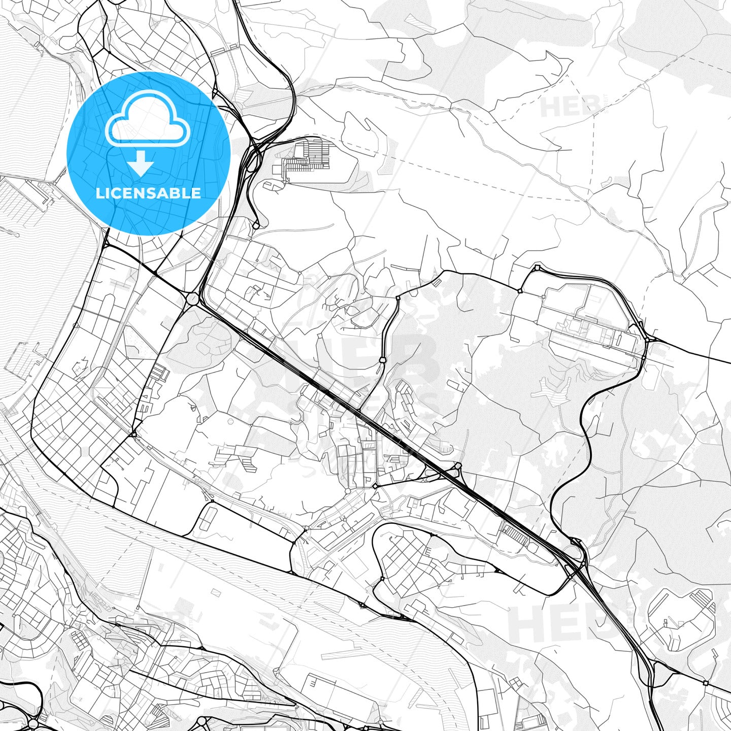 Vector PDF map of Leioa, Spain