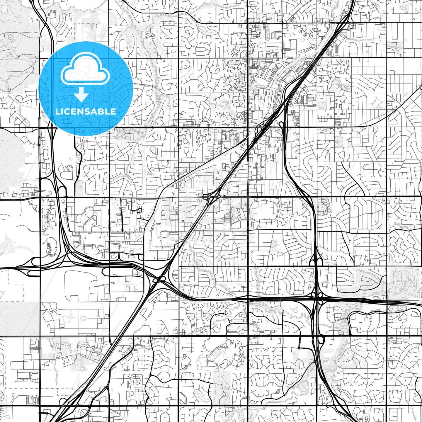 Vector PDF map of Lenexa, Kansas, United States