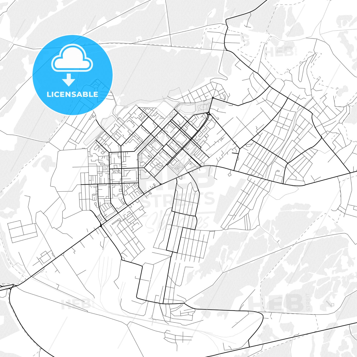 Vector PDF map of Leninogorsk, Russia