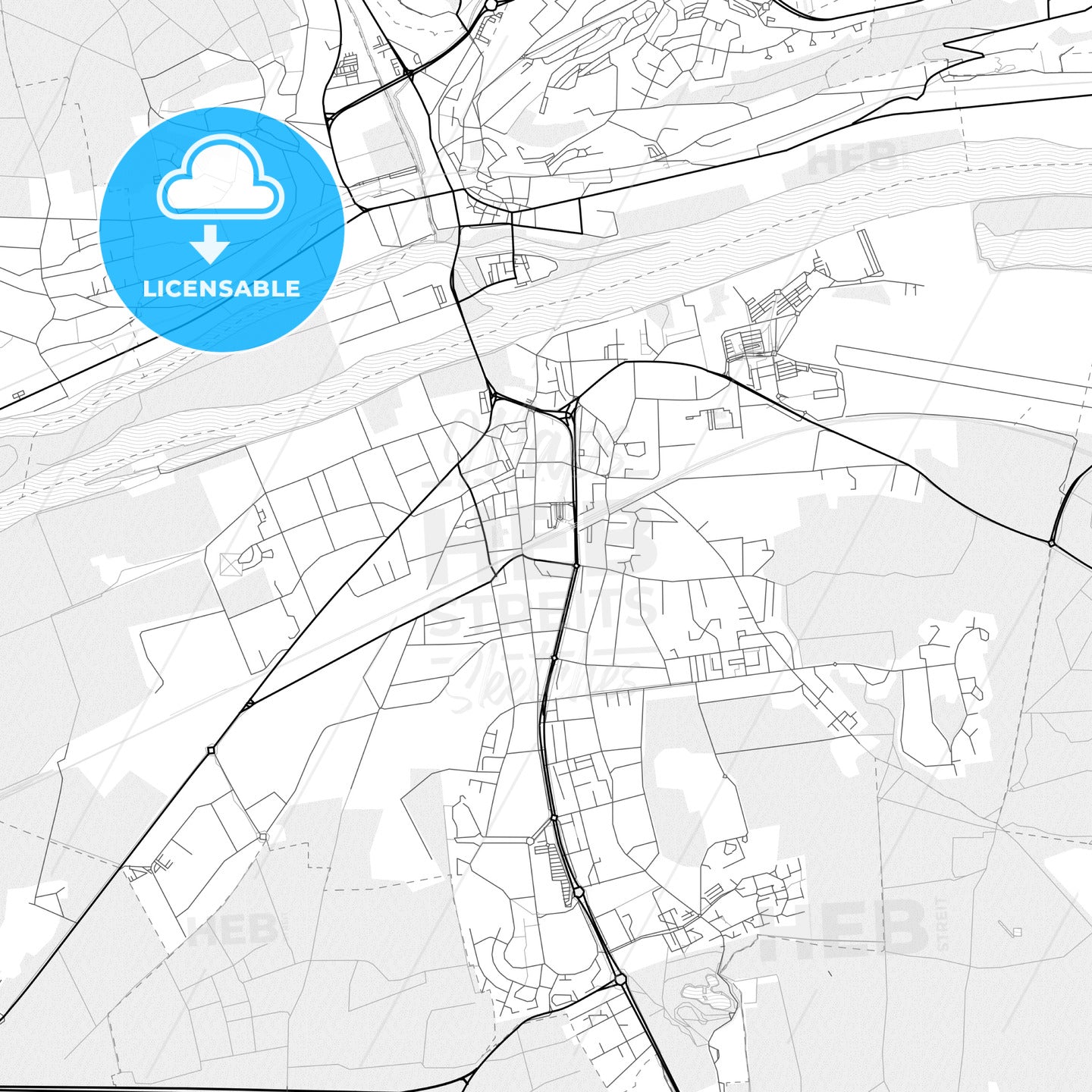 Vector PDF map of Les Mureaux, France