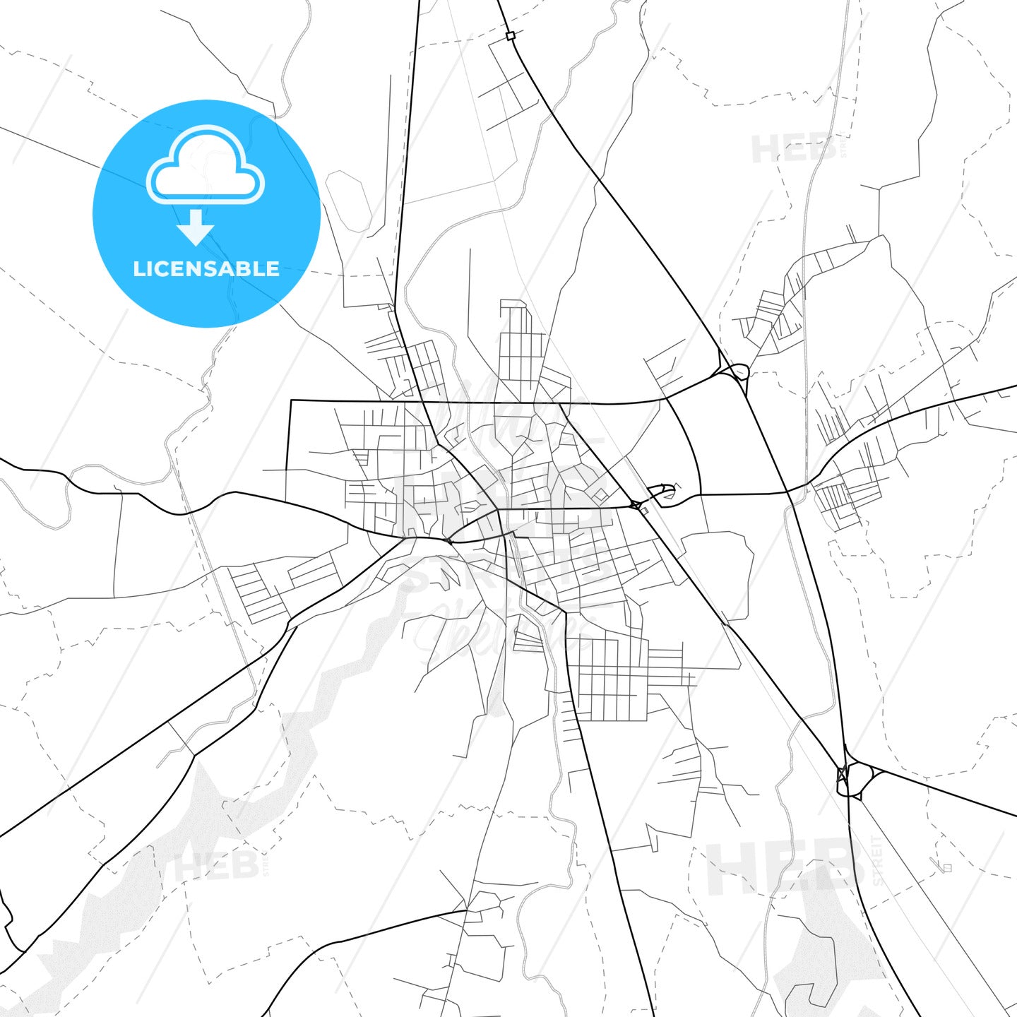 Vector PDF map of Leskovac, Serbia