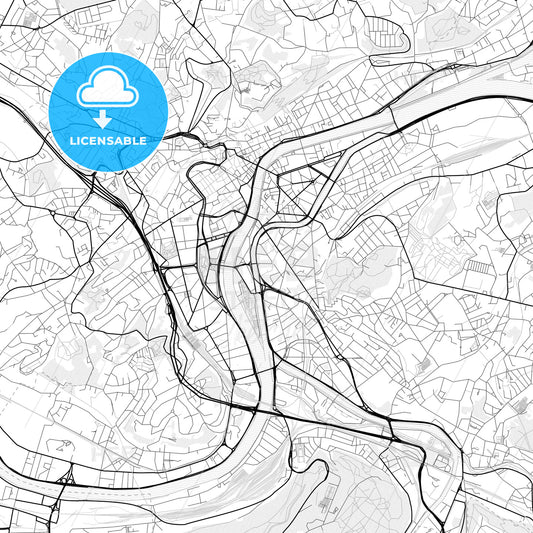 Vector PDF map of Liège, Belgium