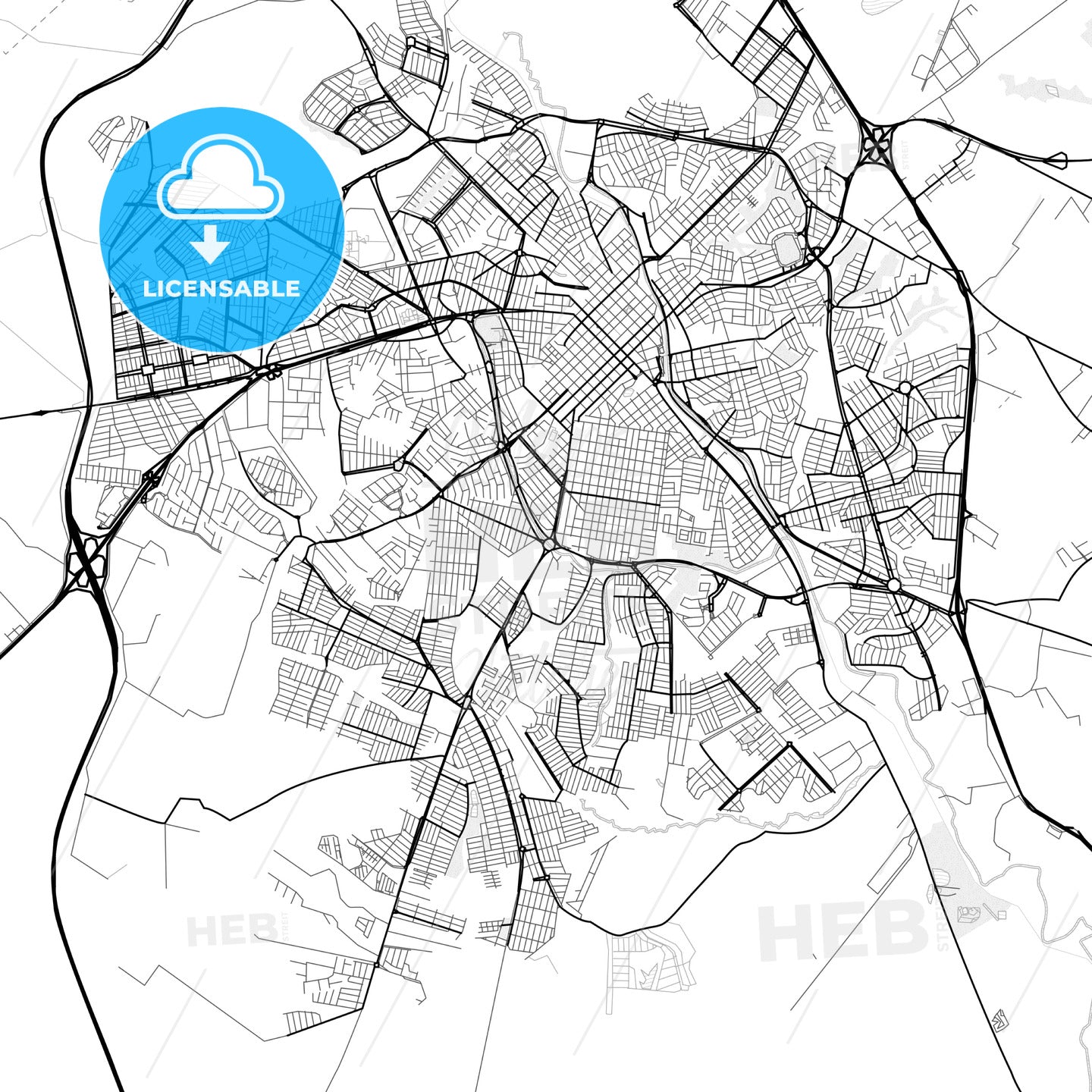 Vector PDF map of Limeira, Brazil - HEBSTREITS