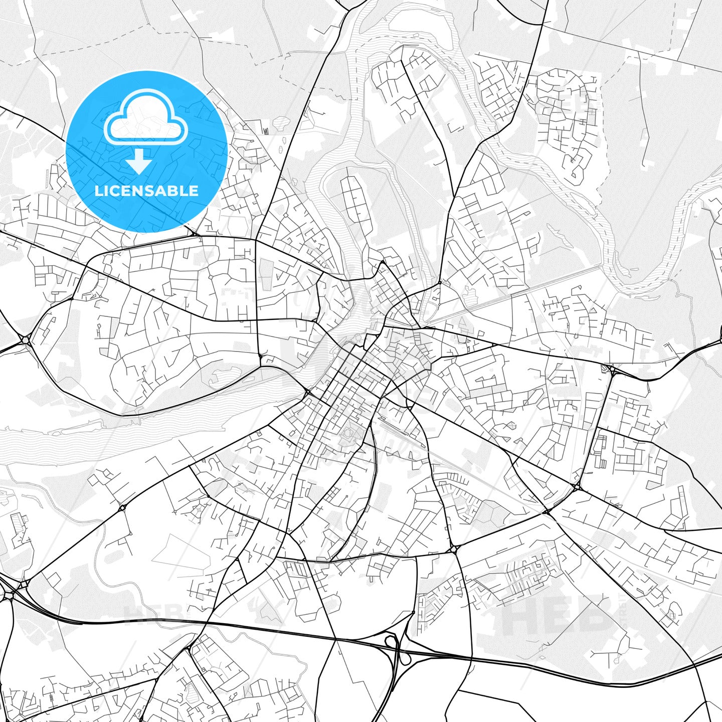 Vector PDF map of Limerick, Ireland - HEBSTREITS