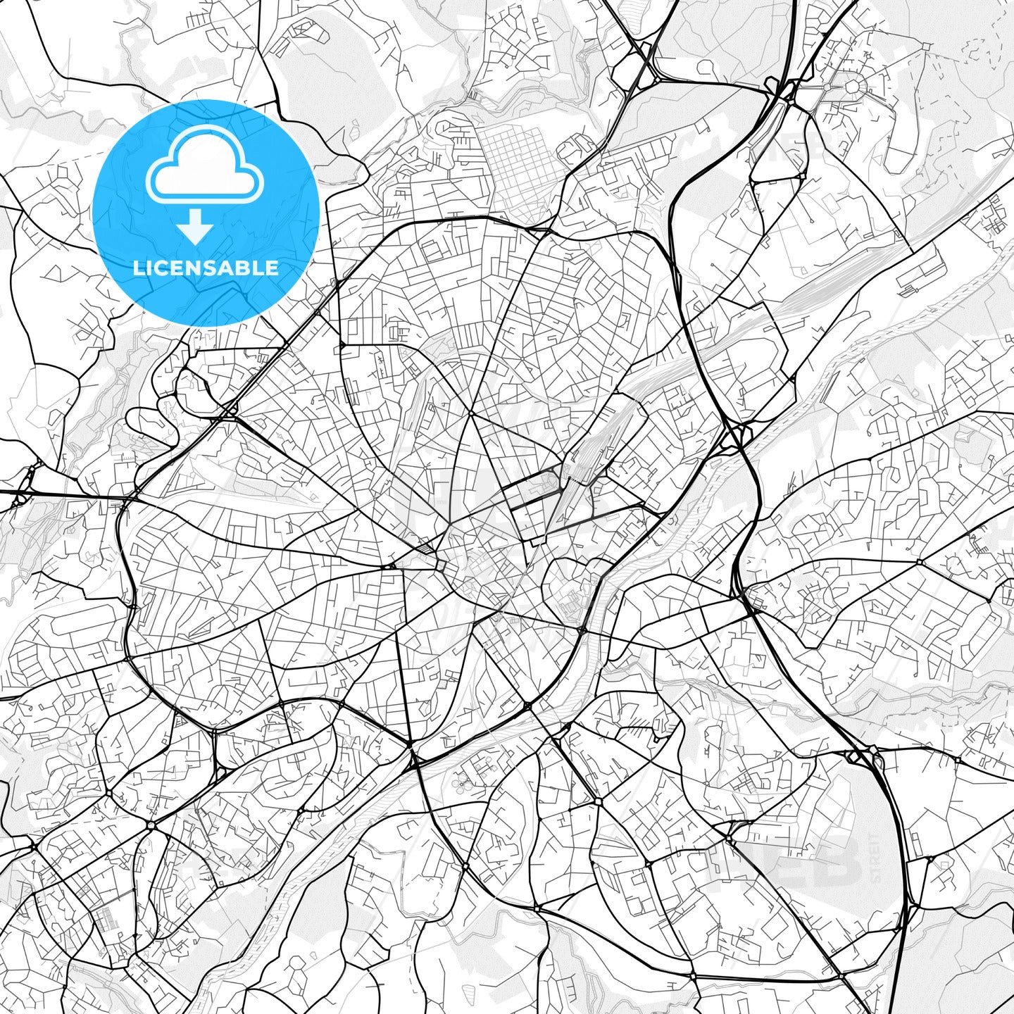 Vector PDF map of Limoges, France