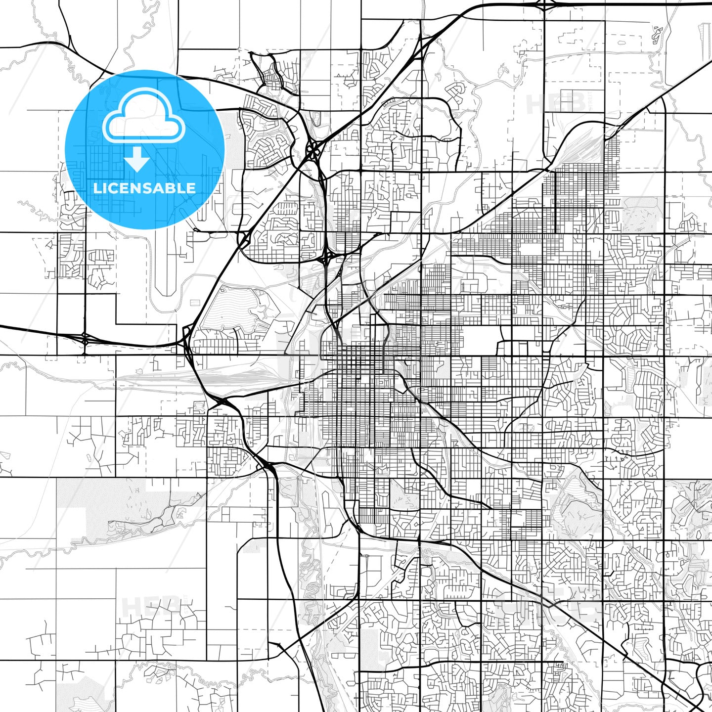 Vector PDF map of Lincoln, Nebraska, United States