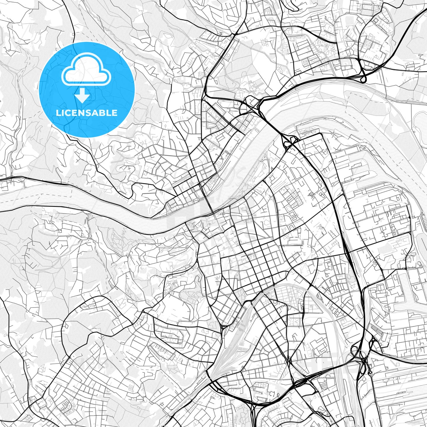 Vector PDF map of Linz, Austria