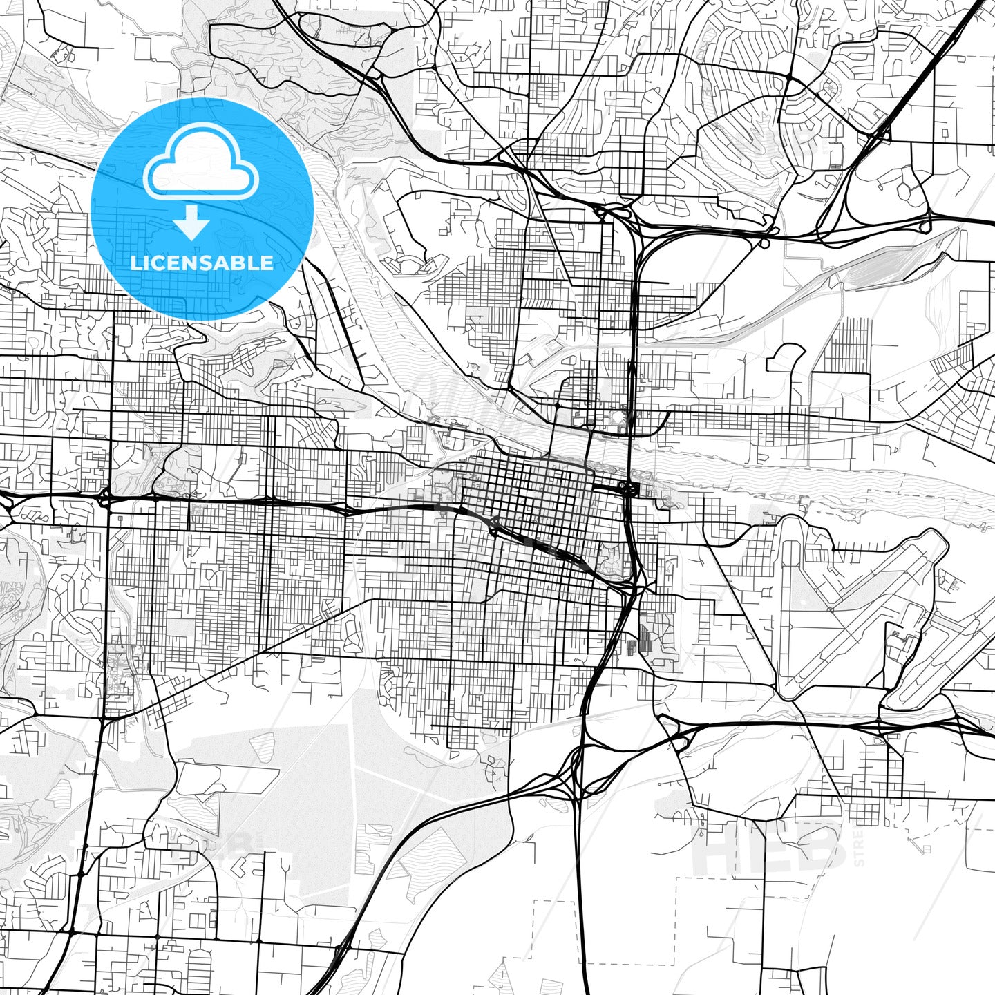 Vector PDF map of Little Rock, Arkansas, United States