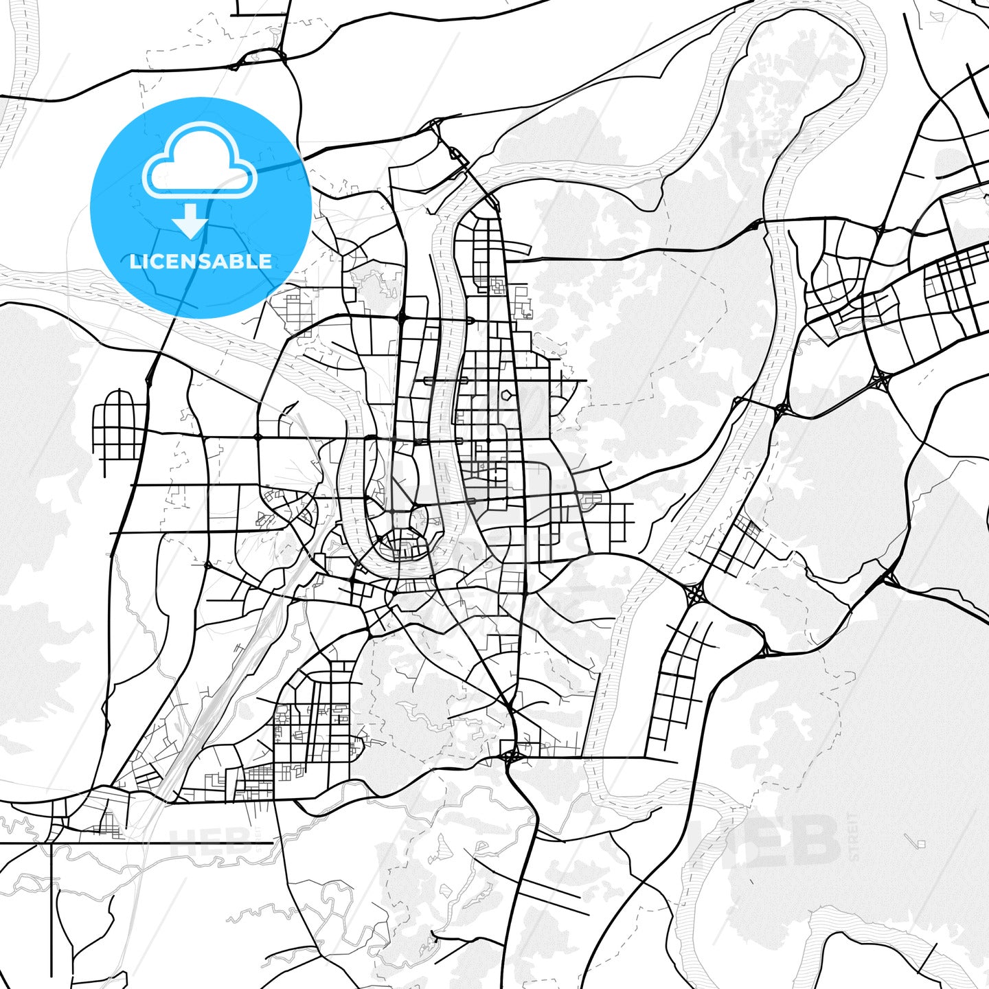 Vector PDF map of Liuzhou, China