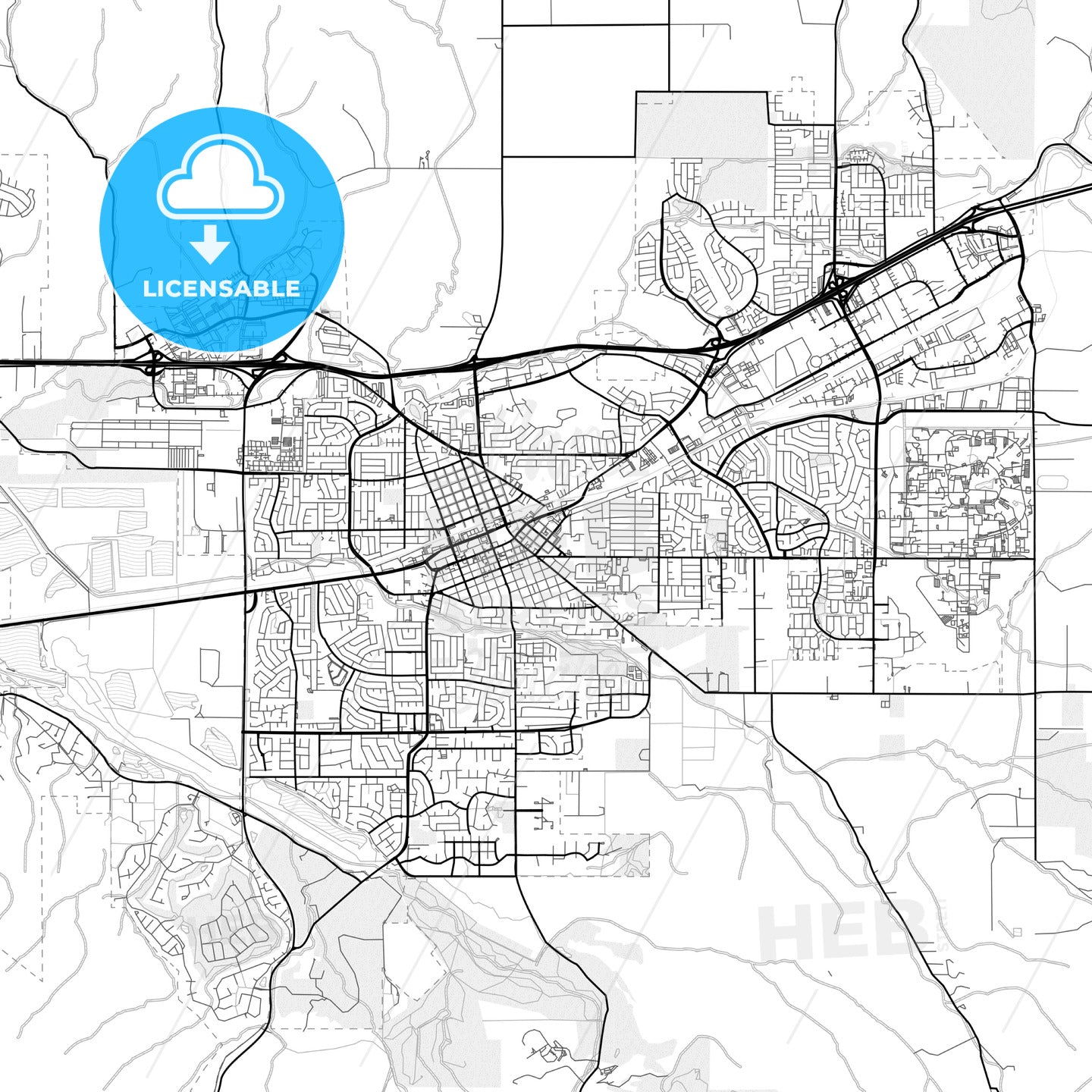 Vector PDF map of Livermore, California, United States