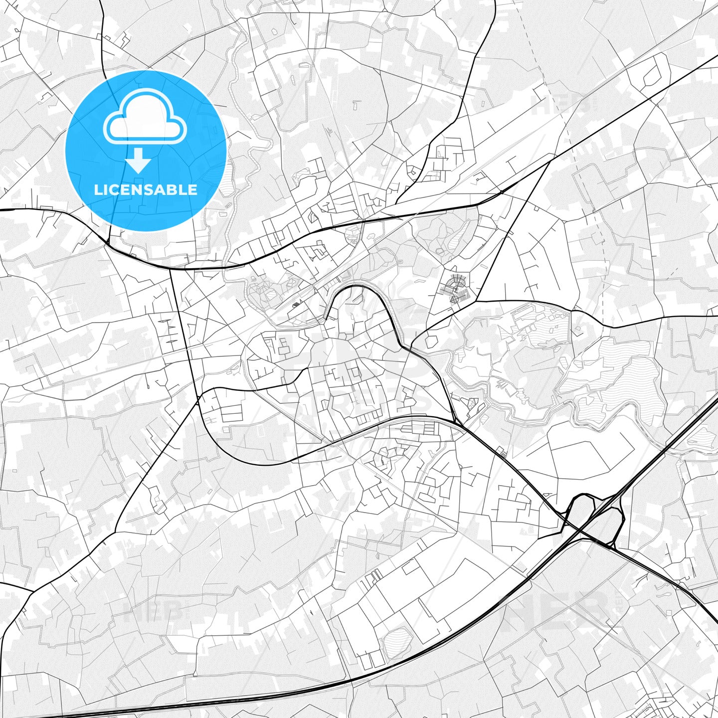 Vector PDF map of Lokeren, Belgium