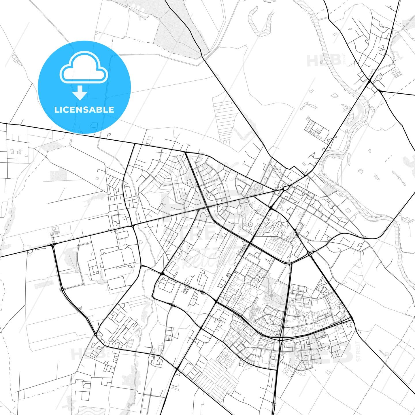 Vector PDF map of Łomża, Poland