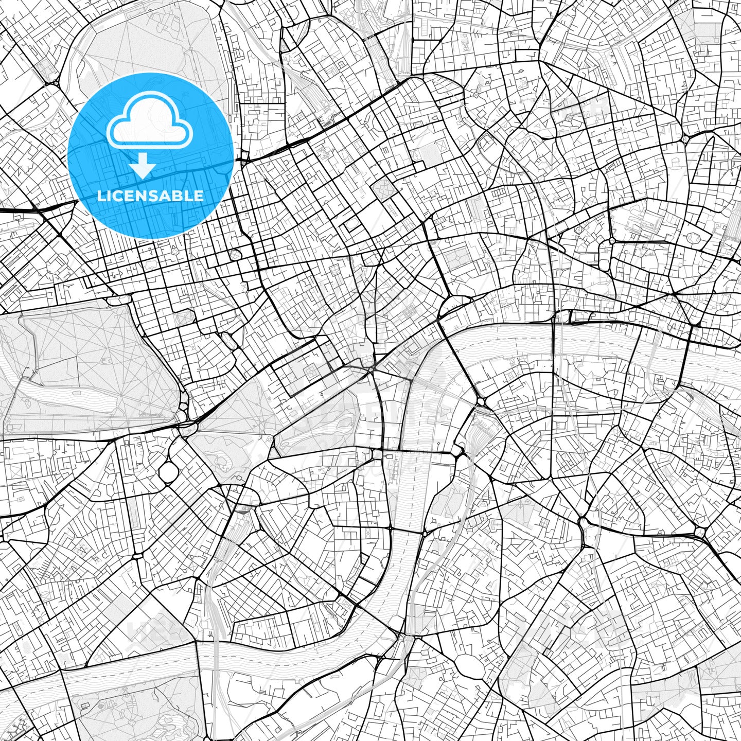 Vector PDF map of London, England