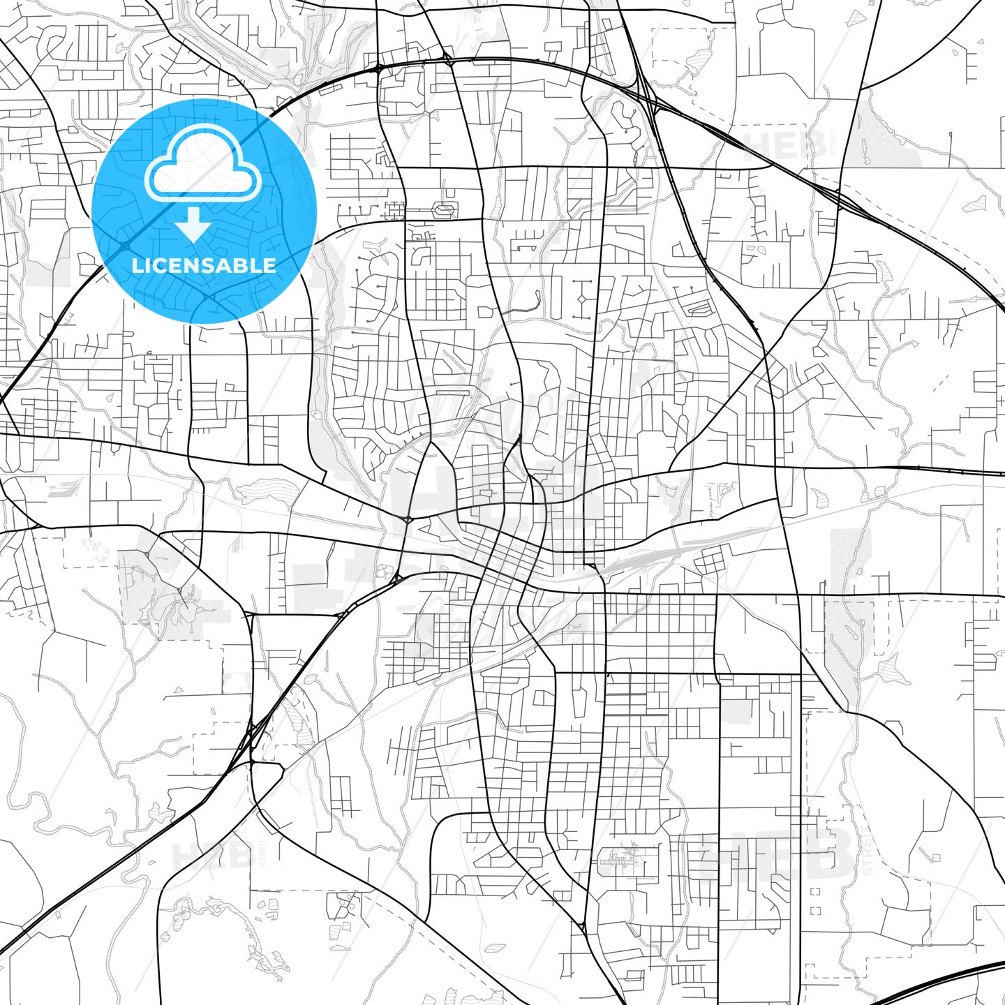 Vector PDF map of Longview, Texas, United States