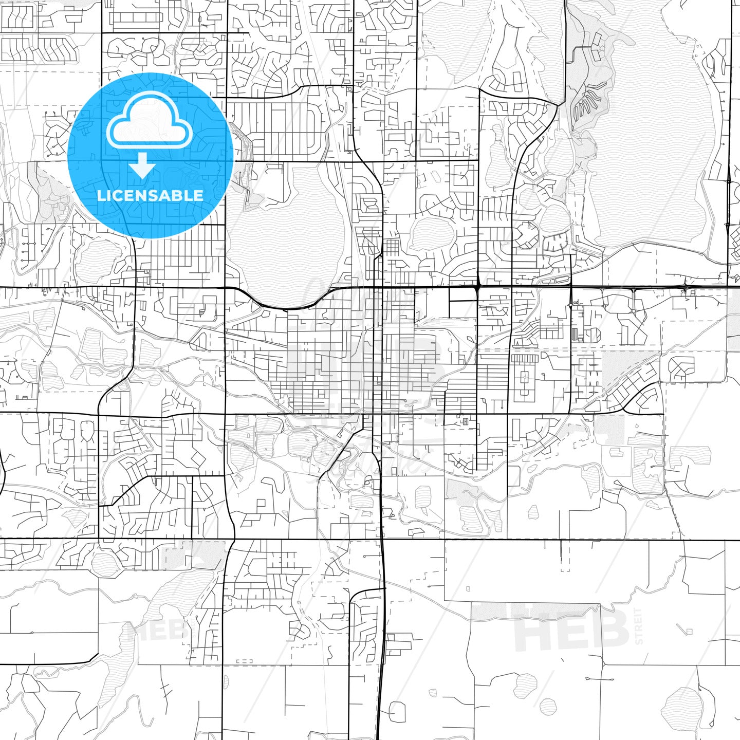 Vector PDF map of Loveland, Colorado, United States