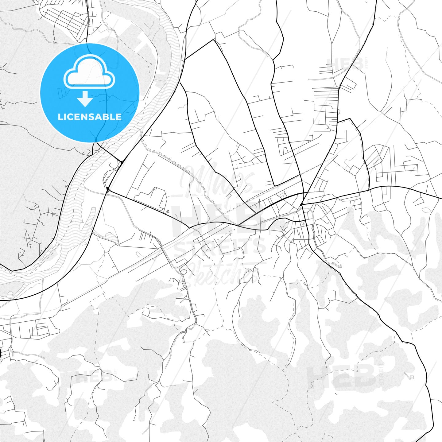 Vector PDF map of Loznica, Serbia