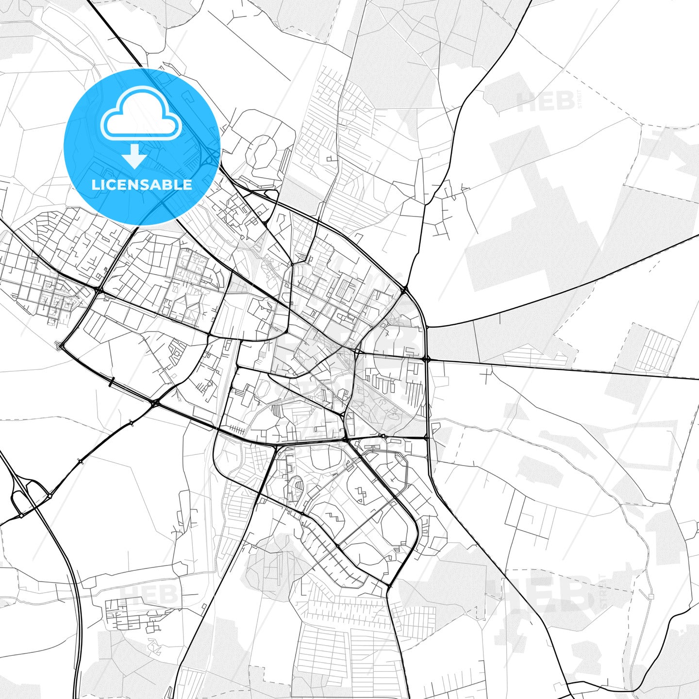 Vector PDF map of Lubin, Poland - HEBSTREITS