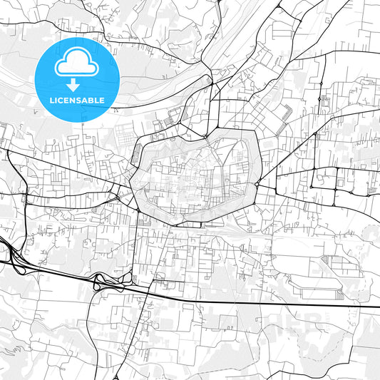 Vector PDF map of Lucca, Italy