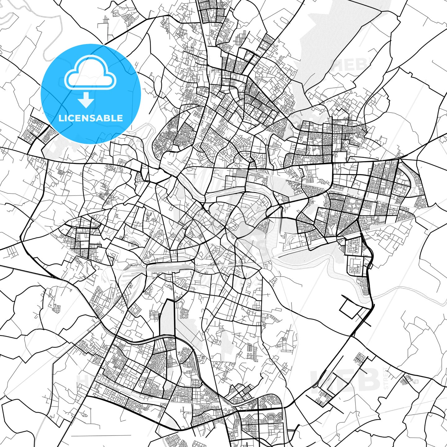 Vector PDF map of Lucknow, India - HEBSTREITS