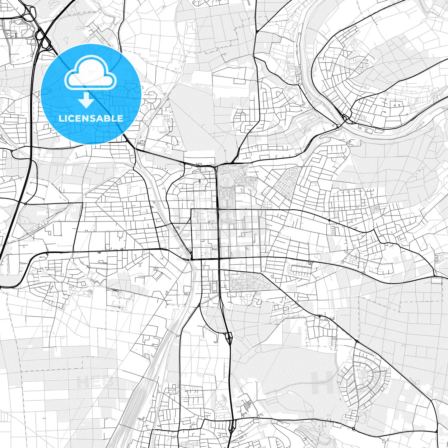 Vector PDF map of Ludwigsburg, Germany